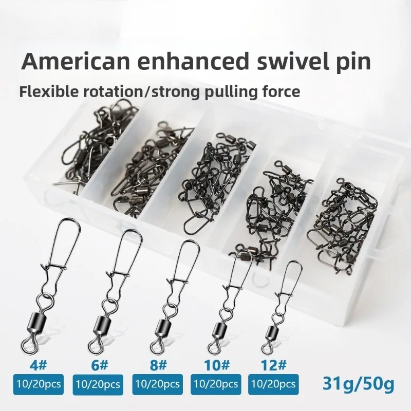 50/100 Stück Barbel-Verbindungsstücke in Box # 4, # 6, # 8, # 10, # 12 Stück Amerikanische Angelwirbel, Angelzubehör