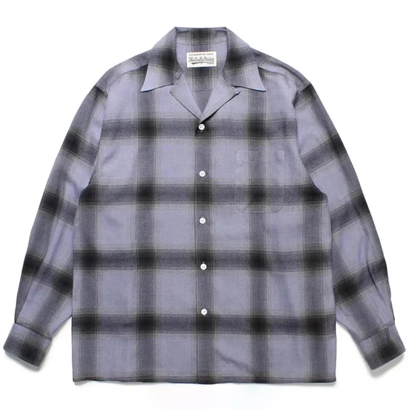 Street New Simple Mens Plaid Plaid WACKO MARIA Long Sleeve Shirt Summer Loose Flip Neck Womens Shirts Tops