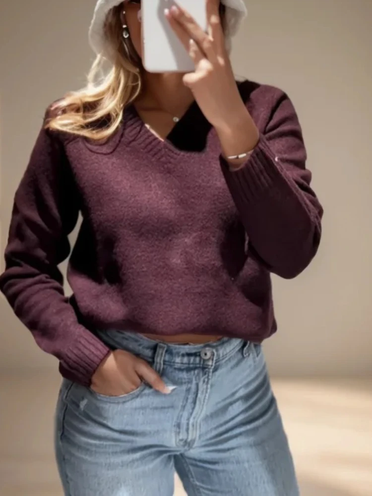 

Autumn Casual Knit Sweater Women Pullover 2025 New Loose Pullover Women's Design Elegant Knitted Sweater Female Tops Jumper