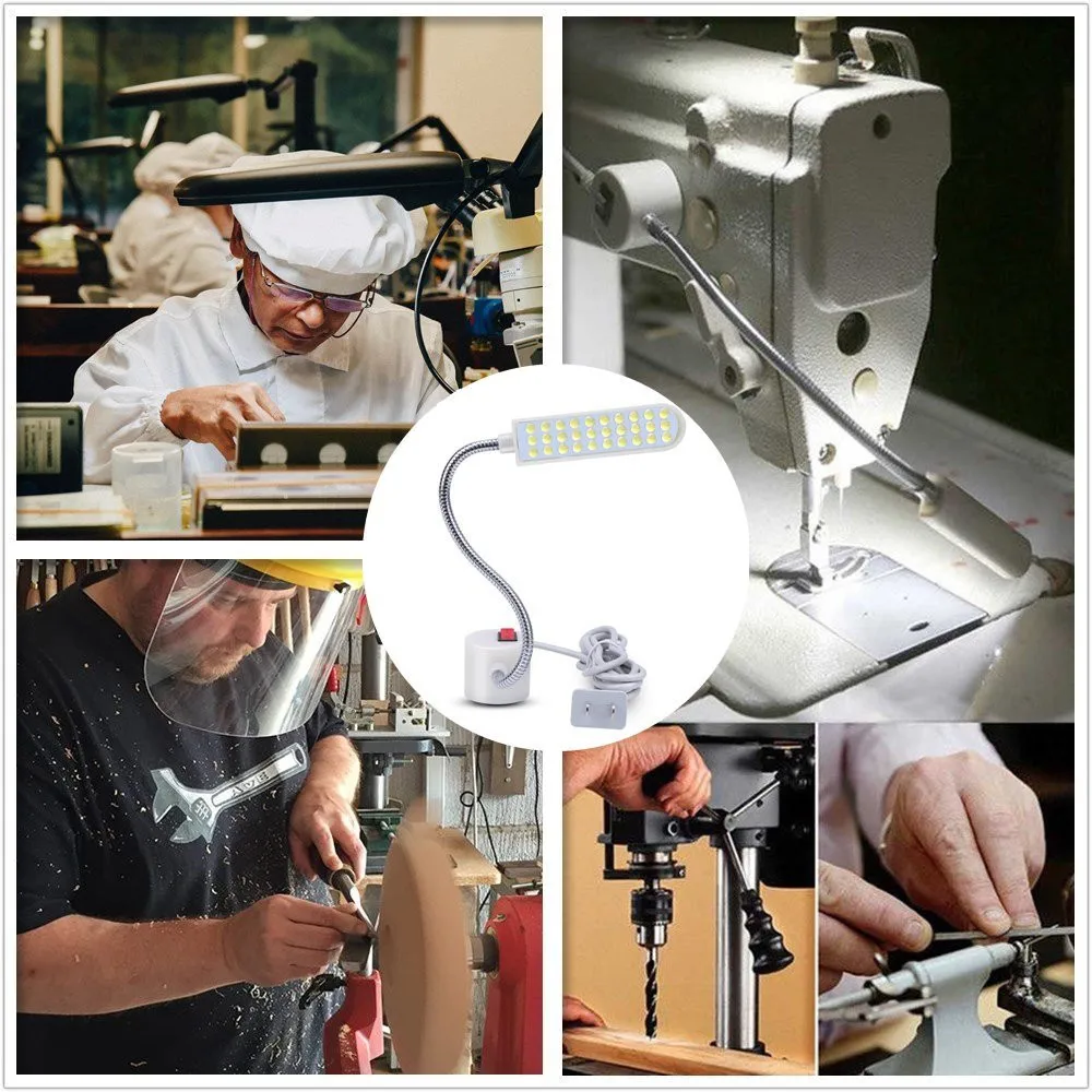 Lampe de Travail Flexible Multifonctionnelle avec Base de Montage Magnétique, Lumière LED Super Brillante pour Machine à Coudre, Établi, Perceuse de Tour