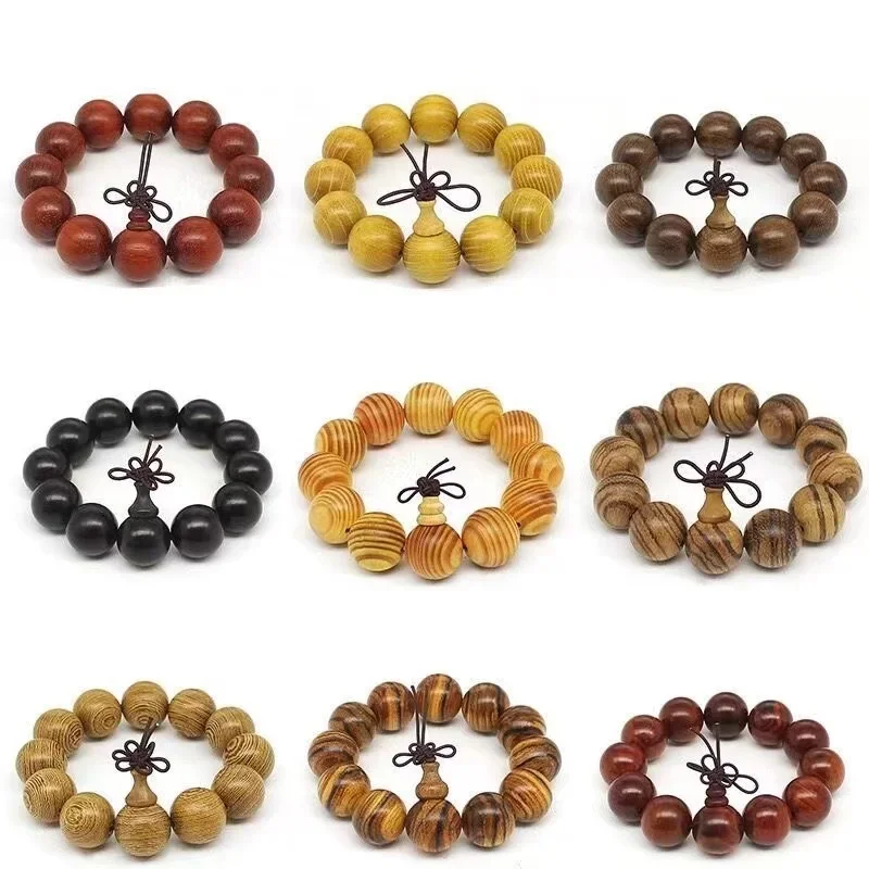 

20mm Natural Ebony Beads Bracelet Red Sandalwood Golden Silk Nan Wood Bracelet Huanghua Pear Golden Silk Sandalwood Bracelet