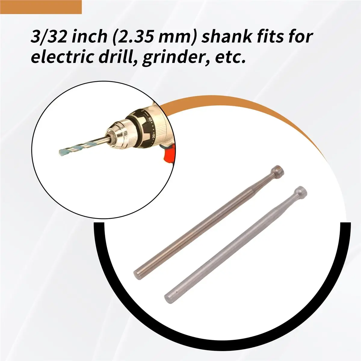 

howhow 12 Pcs Round Cup Burr Set, 3/32Inch Shank Wire Rounder Bits Jewelry Carving Bits (0.8-3.0mm)