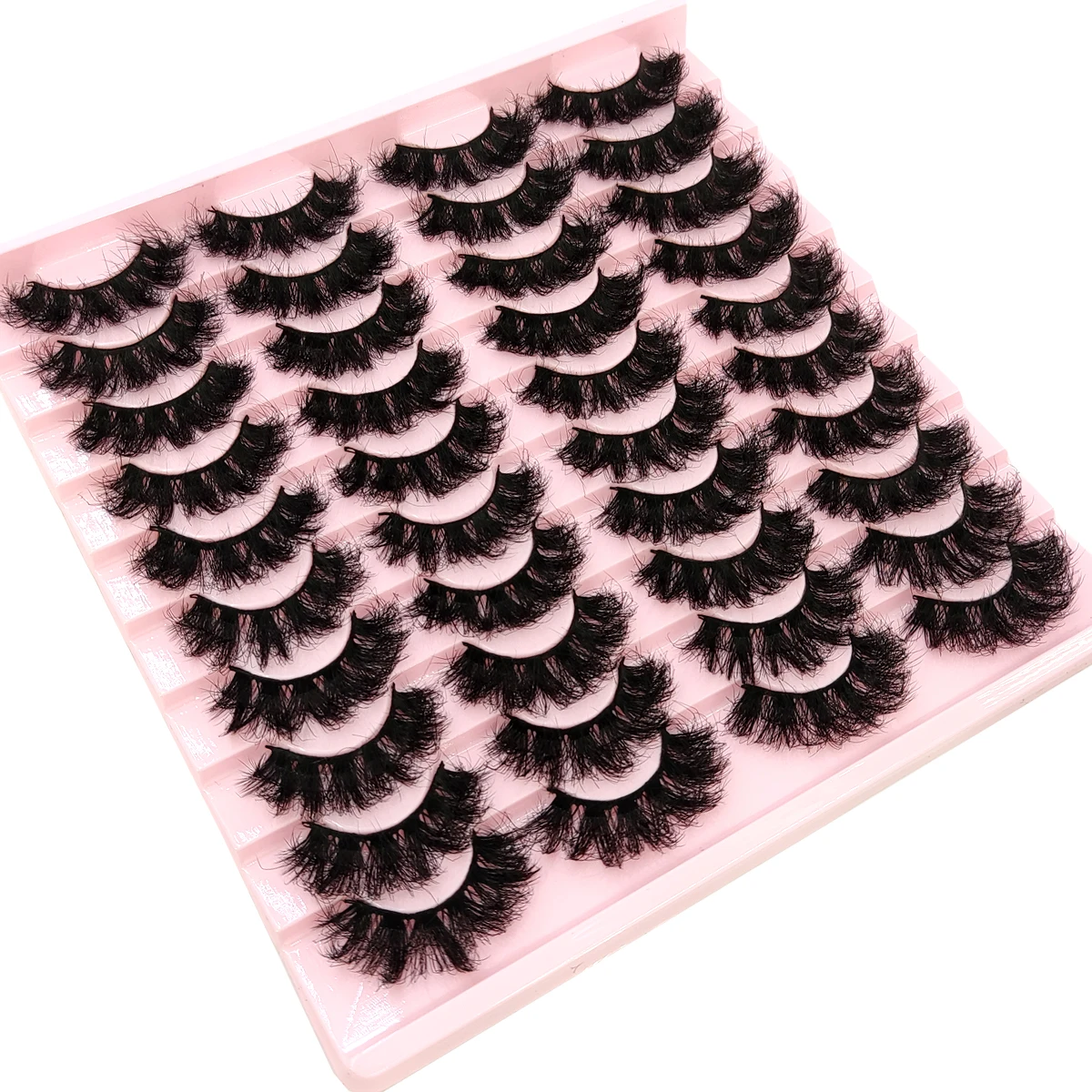 ใหม่ 20 คู่ Faux Mink Lashes Fluffy ขนตาปลอมหนา Dramatic Cat Eye Lashes ยาว Wispy Lashes Pack