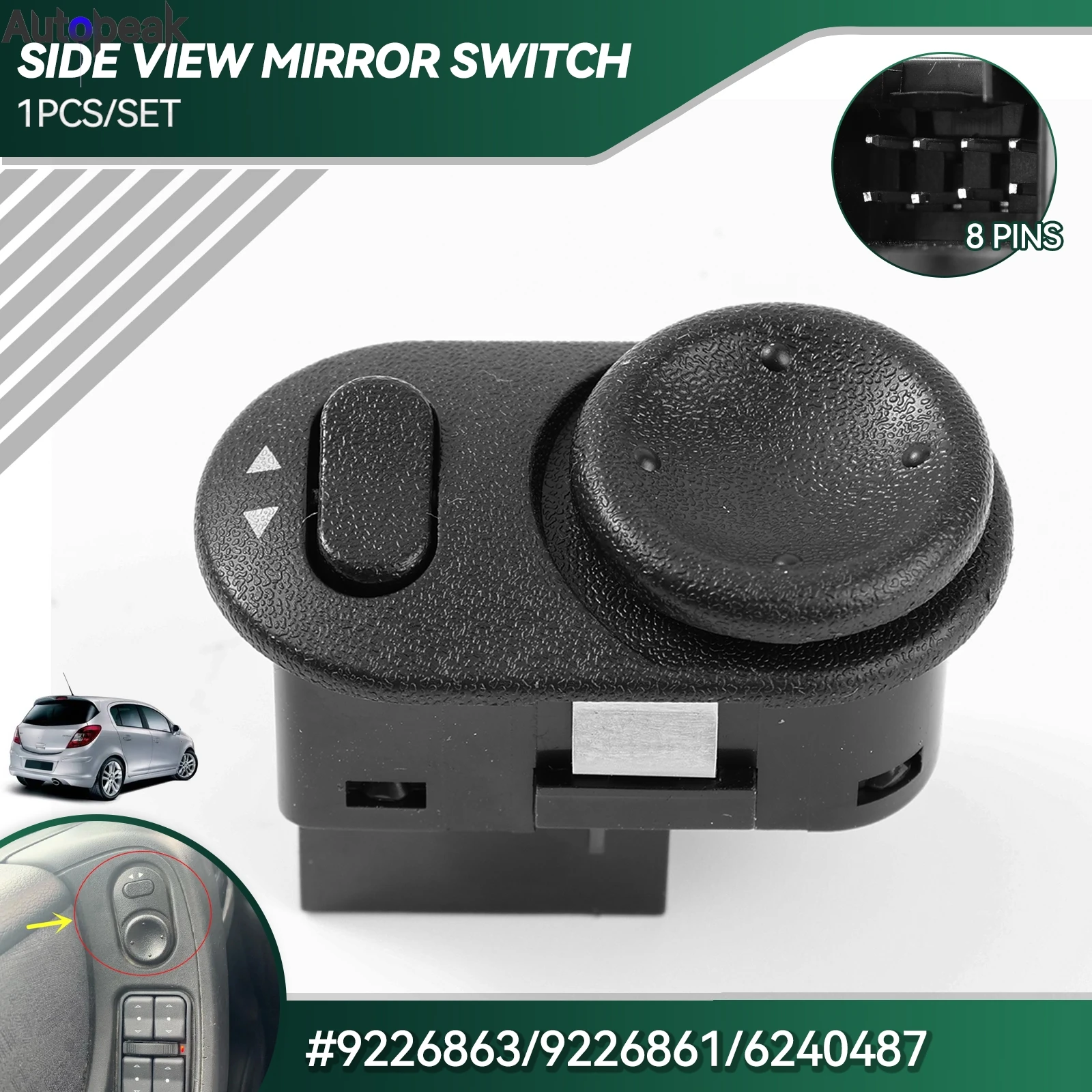 

9226863 9226861 8 pins Car Rear View Mirror Switch Adjust Control Knob For Opel Vauxhall Opel Astra Zafira Corsa Vectra Meriva