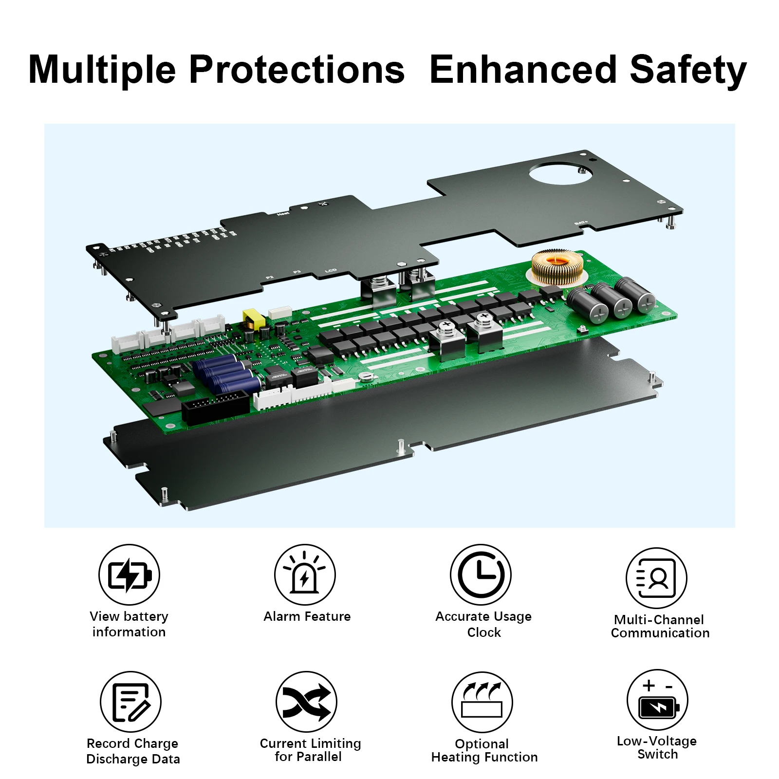 JIKONG Smart Inverter BMS +4.3 Display 8S 16S 24V 48V Lifepo4/Li-ion/LTO for Growatt Deye Inverter Family Energy Storage Board