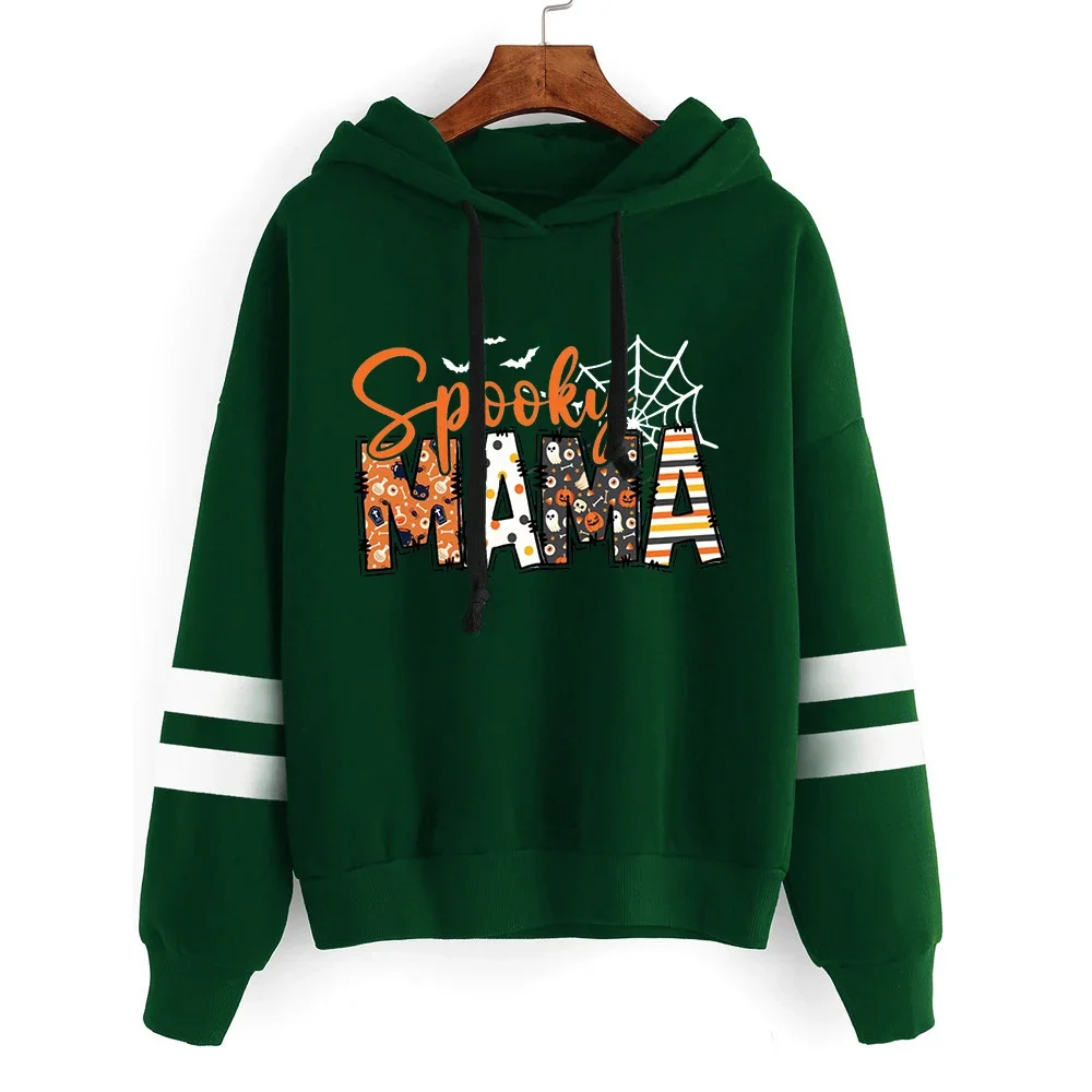 Spooky Mama Hoodies Retro Halloween Top for Mother Halloween Mama Sweatshirt Spooky Season Retro Women Clothing L