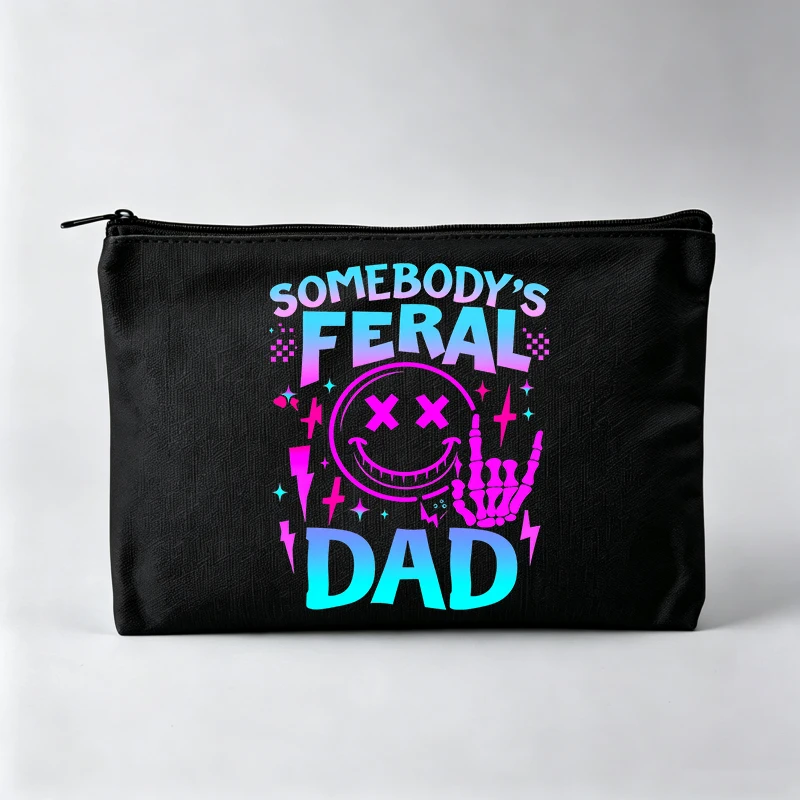 Bolsa de Maquillaje con Diseño de Cara Sonriente y Esqueleto para Hombre, Estuche Cosmético con Cierre para Uso Casual