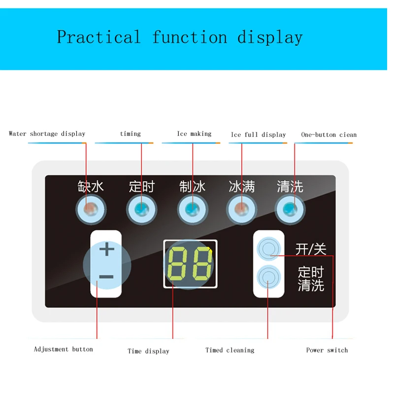 50kg / 24H Automatic Ice Maker Stainless Steel Ice Cube Machine Commercial Ice Making Machine