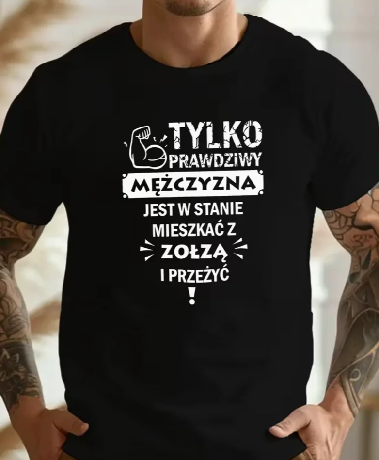 Plus Size Men'S T-Shirt with A Fun Polish Language Design T-Shirt