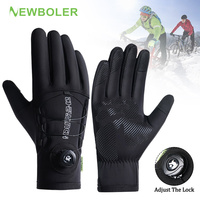 NEWBOLER Men Winter Waterproof Cycling Gloves Thermal Full Finger Touch Screen Fleece Gloves Non-slip Warm Windproof Motorcycle