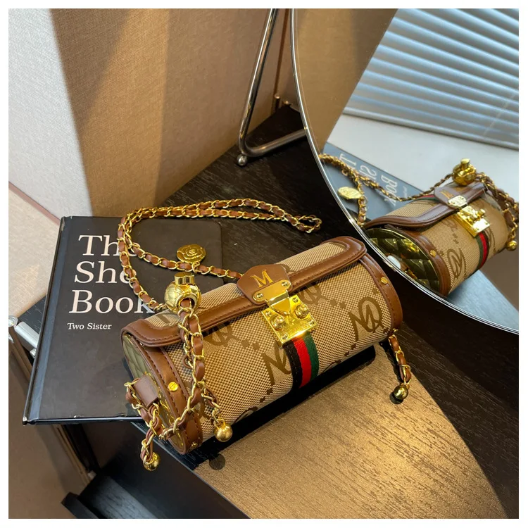 

2025 New Premium Foreign Style Small Bag - Versatile Chain Crossbody, Niche Texture Cylinder Shoulder Bag