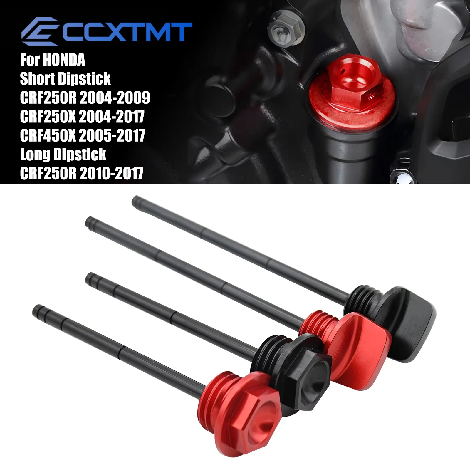 CNC Motorcycle Red Aluminum Oil Dipstick Gauge Plugs For HONDA CRF250X 250R 450X CRF450R CRF250X CRF250R 2004-2017 Universal