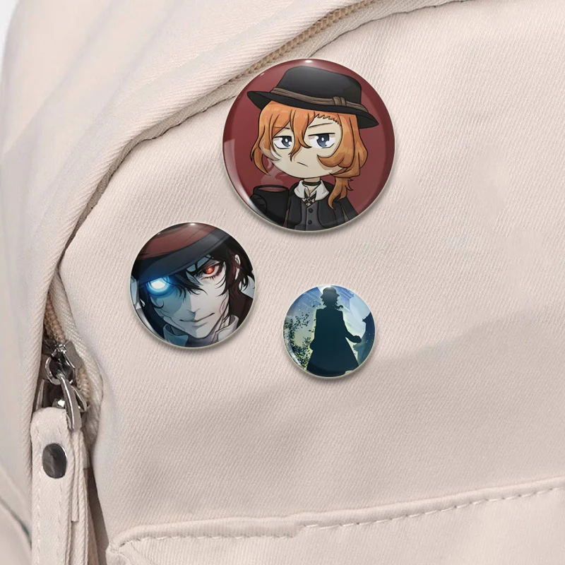 Bungo Stray Dogs Brooches Cartoon Figure Cosplay Badge Handmade Anime Lapel Pins DIY Backpack Clothes Jewelry Accessory Gift