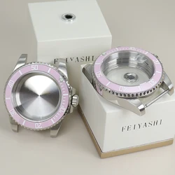 40mm Watch Case Sapphire Crystal Glass Pink Bezel For Seiko NH34 NH35 NH36/38 Miyota 8215 ETA 2824 Movement 28.5mm Dial Hot Sale