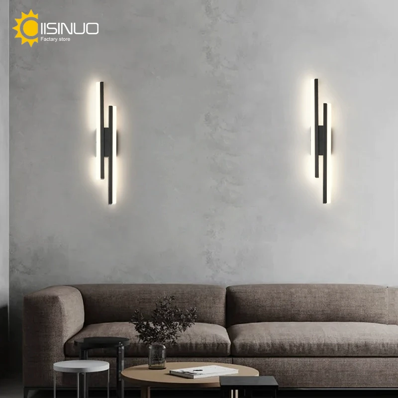 Modern LED Wall Lights for Living Room Stairs Bedroom Corridor Gold Black Wall Sconces Home Interior Decoration Lighting Fixture