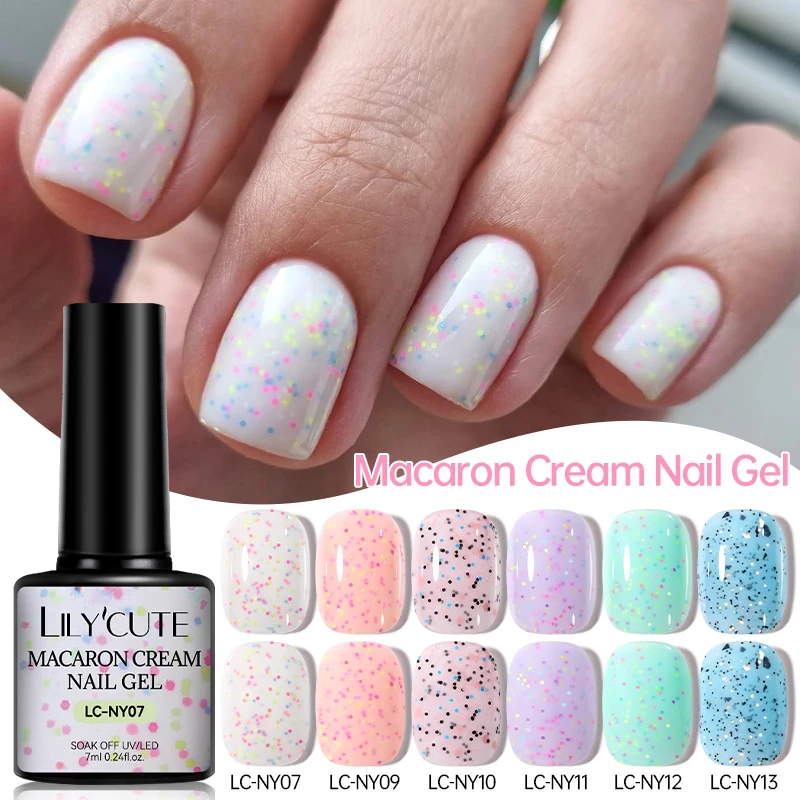 

LILYCUTE 7 мл Весенний гель-лак для ногтей Macaron Cream, блестящий, универсальный, серия Milk, для нейл-арта, УФ/LED, смываемый, для маникюра