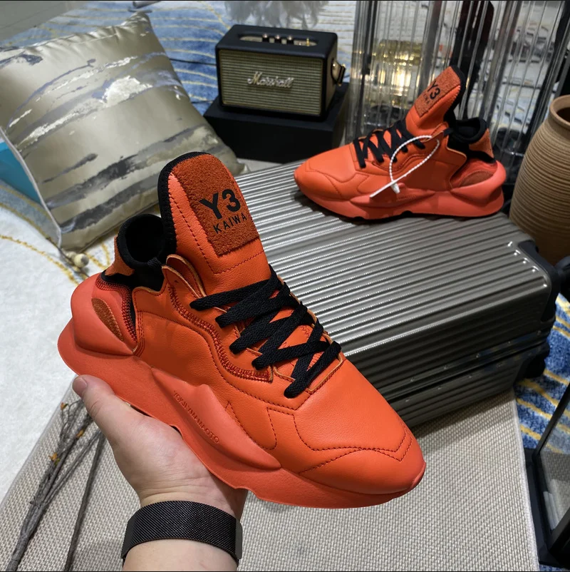 

orange Samurai Men's Shoes Casual Sports Running Couple Heightening Ninja Shoes Trendy round Toe Leather Sneakers y3kaiwa