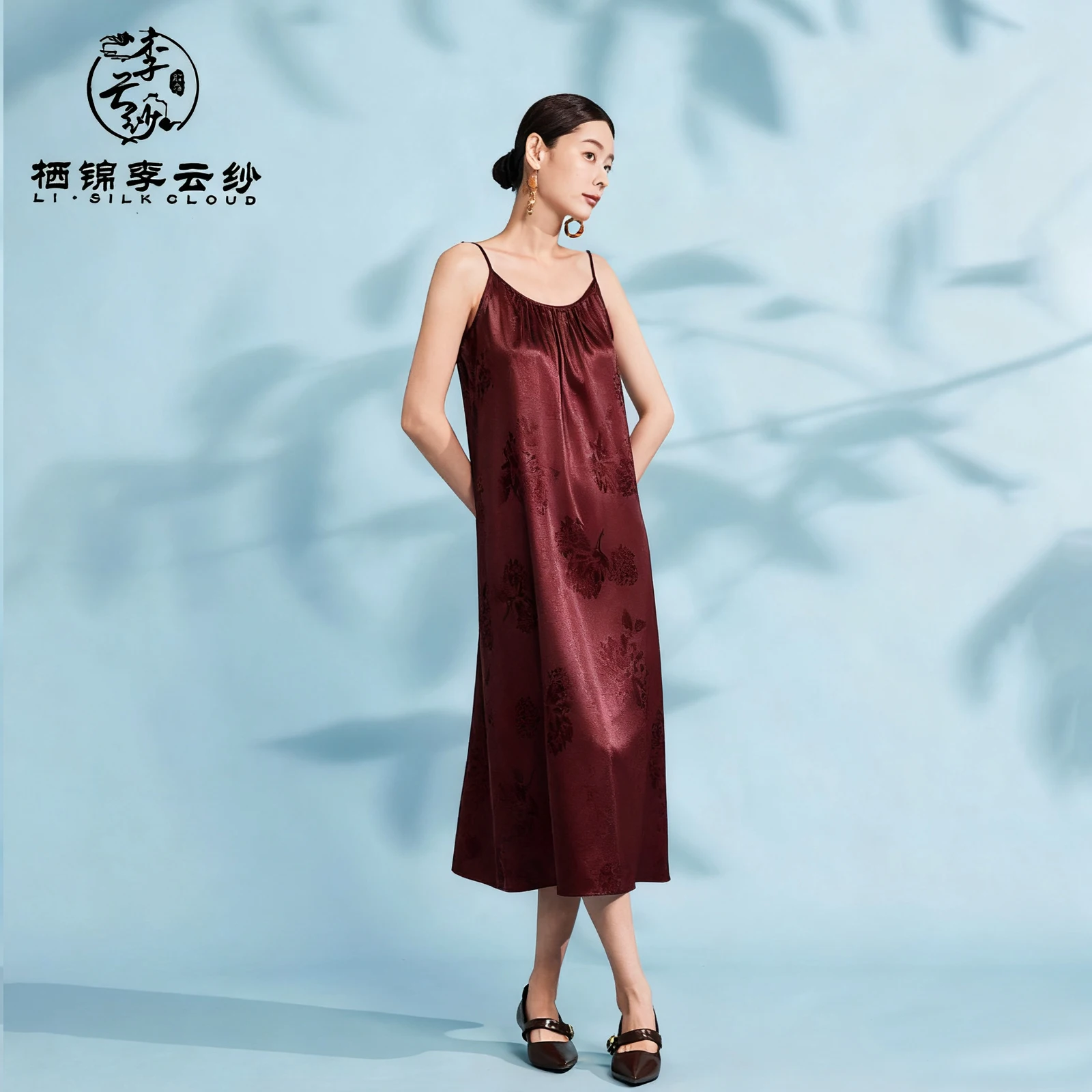 

LI SILK CLOUD xiangyunsha Dress-100% Mulberry Silk, Floral Print, Comfortable Oriental Silk Guangdong BlackPearl Guangdong Gauze