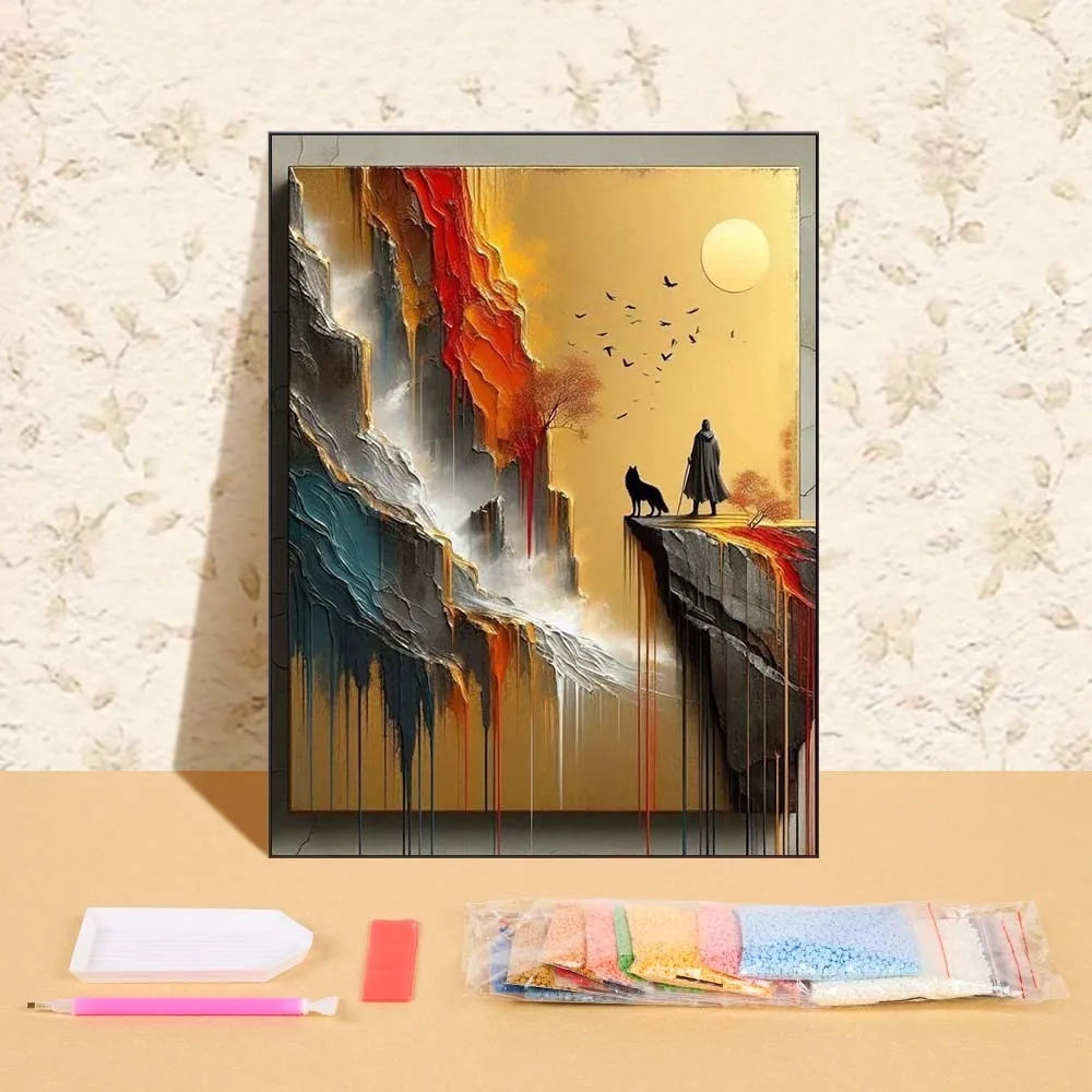 

2025 New 5D Diamond Art Painting Sunset Mountain Mosaic Embroidery Cross Stitch Kit 3D Landscape Wall Picture Home Decor Gift