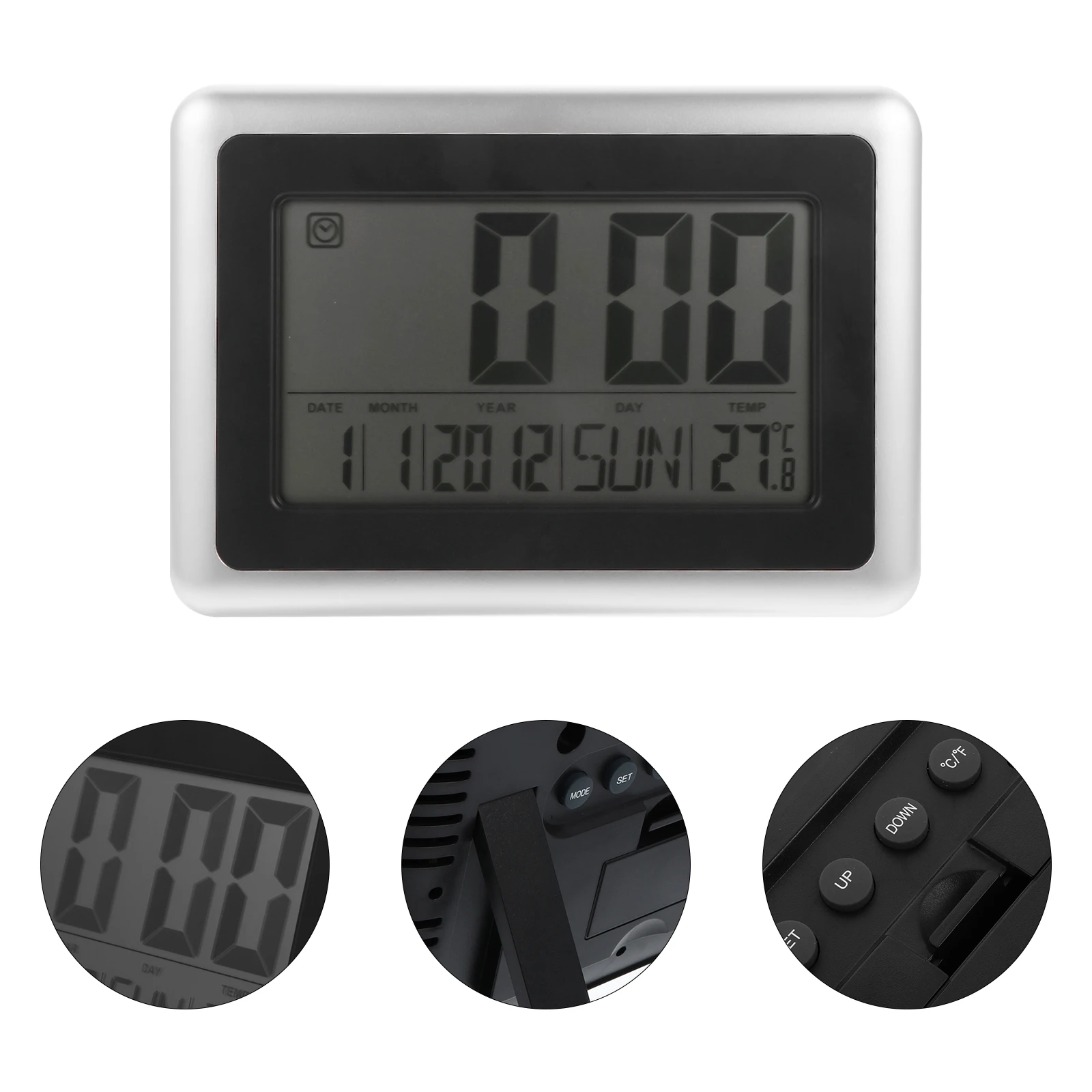 

LCD Digital Alarm Clock Electronic Bedside Desktop Wall Mounted Plastic Clock Large Display Low Power High Accuracy Time