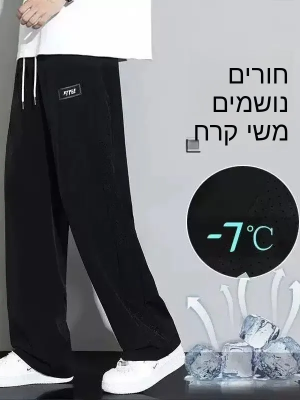 Ice Silk Men's Casual Pants Summer Thin Breathable Straight Leg Drapey Loose Fit Quick Dry Sport Long Trousers