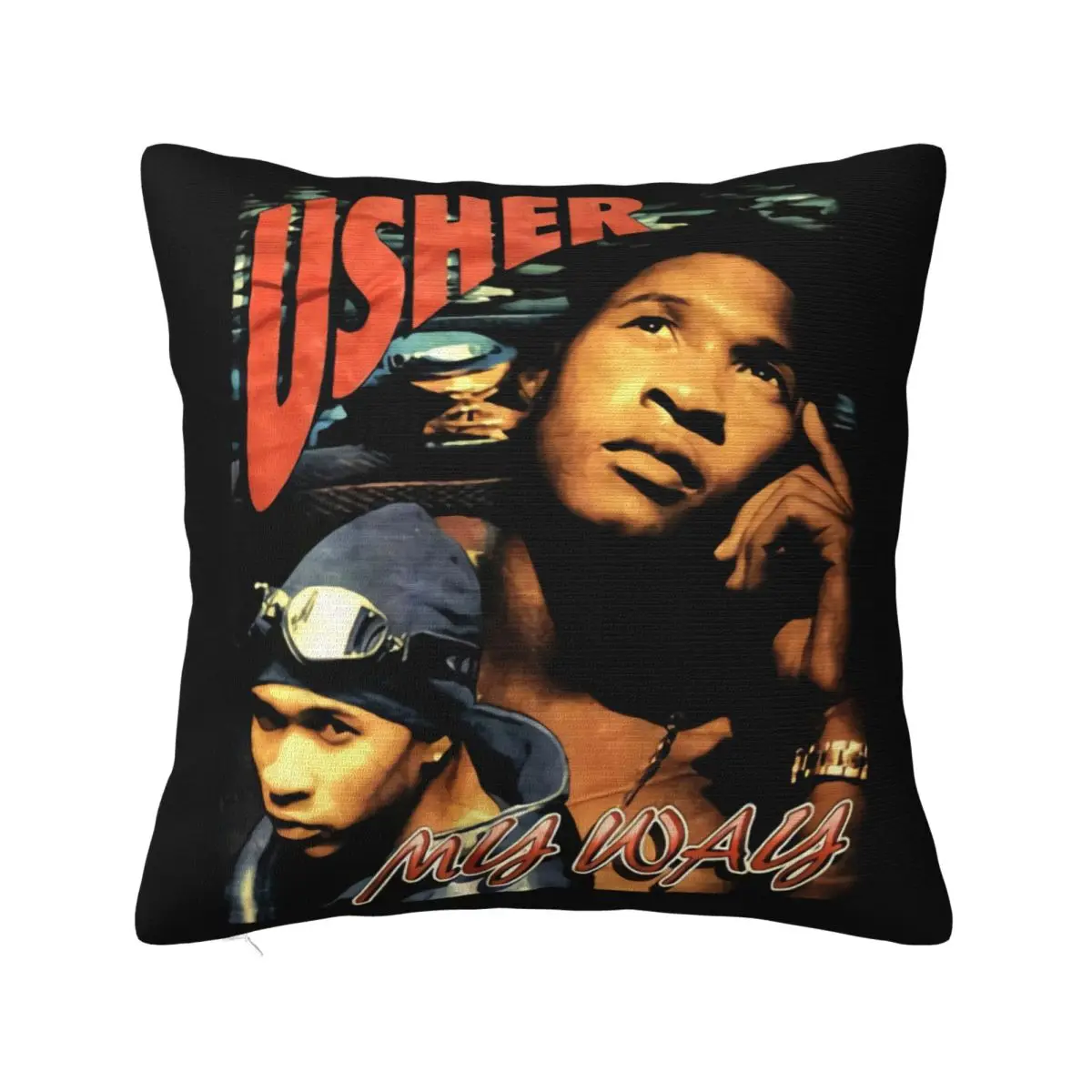 Vintage 90S Usher My Way You Make Me Wanna Rap Hip Hop Reprint Cool Top Streetwear Promotion Autumn Pillow Case