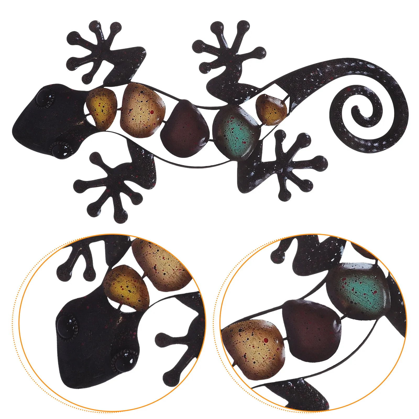 Iron Gecko Decorative Wall Art Outdoor Scene Rustic Metal Hanging Gecko Pendant for Home Garden Decor Indoor Outdoor Crafts