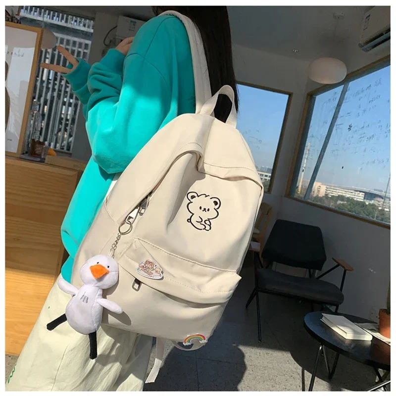 2024 new fashion simple girls backpack casual color contrast middle school backpack backpack