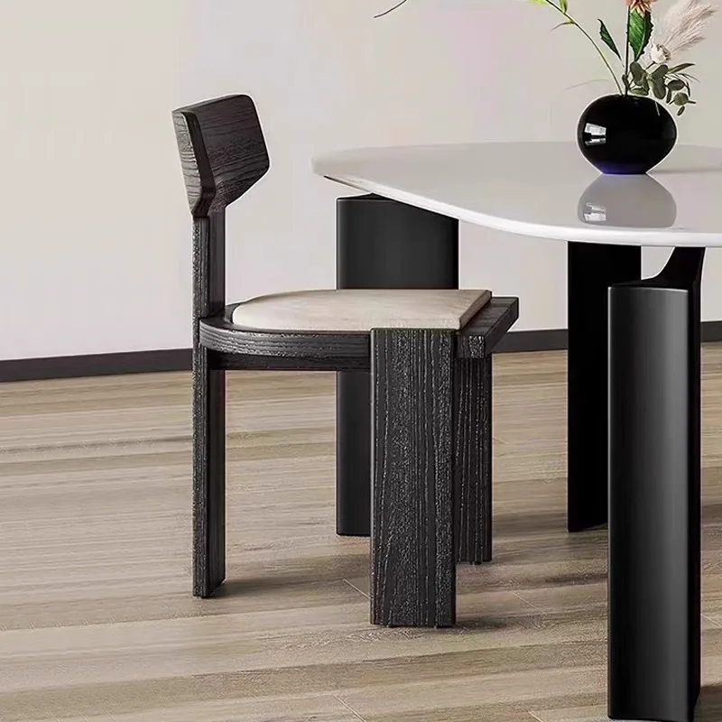 Light luxury solid wood dining chair model room villa home leisure