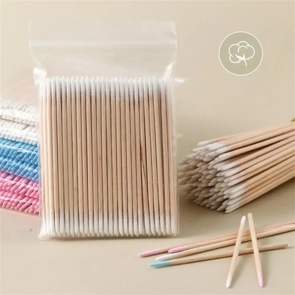 

Professional Dual-Ended Cotton Swabs (100/500pcs) - Fine Point for Microblading, Nail Art, Eyelash Extensions & Makeup Cleaning