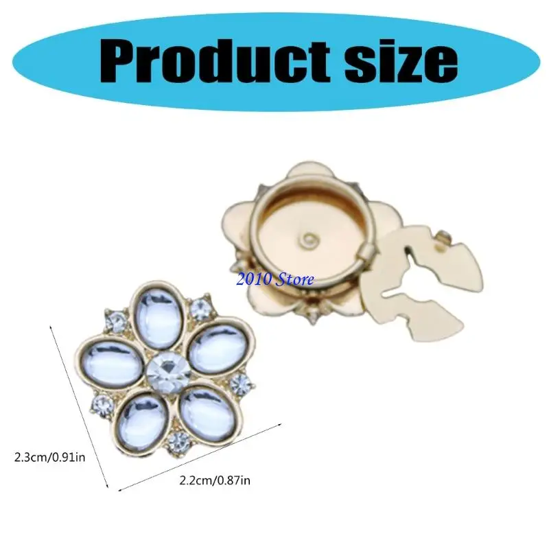 F3MF Rhinestones Flower Sleeve Button Cover For Tuxedo Shirt Easy to Use Decorative Button For Special Occasion Shirt Decors