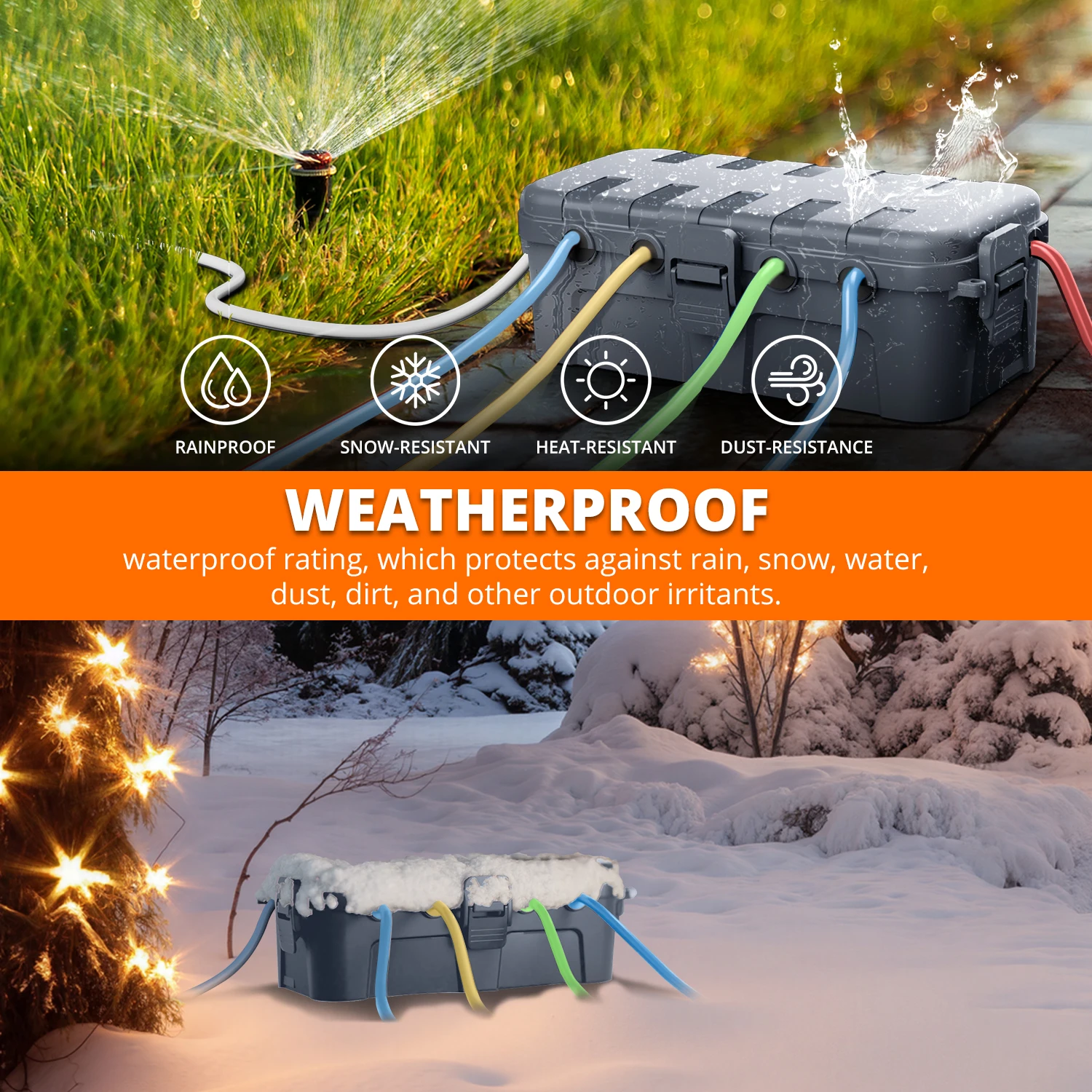 

Уличный электрический бокс 29x13.2x10см, IP54, водонепроницаемый, 6 кабельных портов, отверстия под замок, идеально подходит для ландшафтного освещения, садового инвентаря, насосов для бассейнов