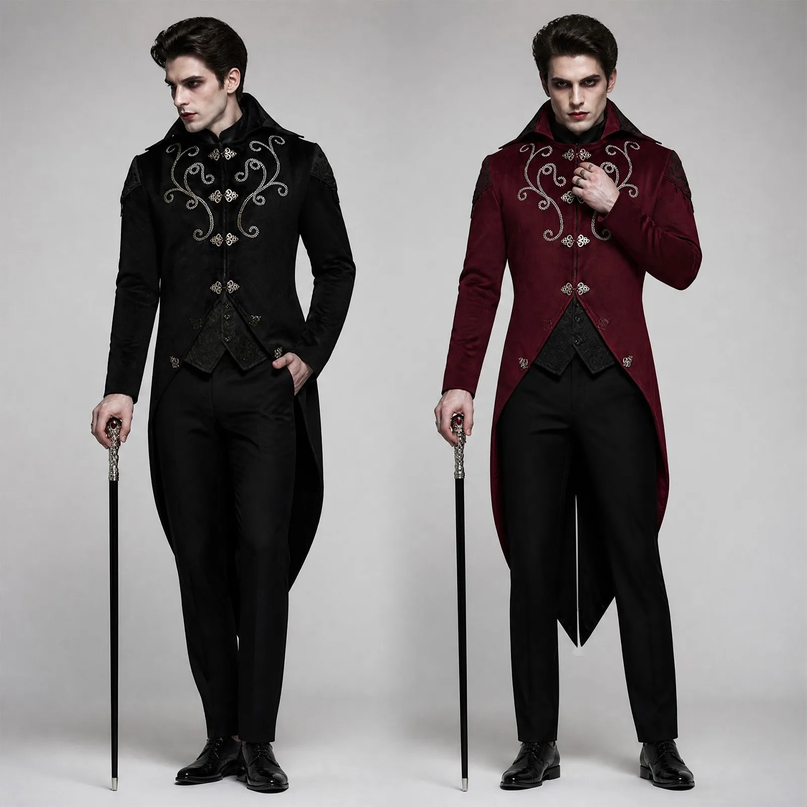 2025, Steampunk, Damen und Herren, mittelalterliches Kleid, Kostüm, Samt, Stehkragen, Frack, Gothic, Vampir, Cosplay, Jacke, Mäntel, S-5XL