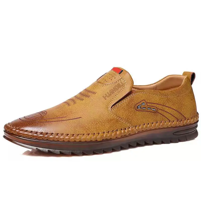 Chaussures plates décontractées en cuir pour hommes, baskets de voyage à semelle souple, respirantes et antidérapantes, pour le travail, à la mode,