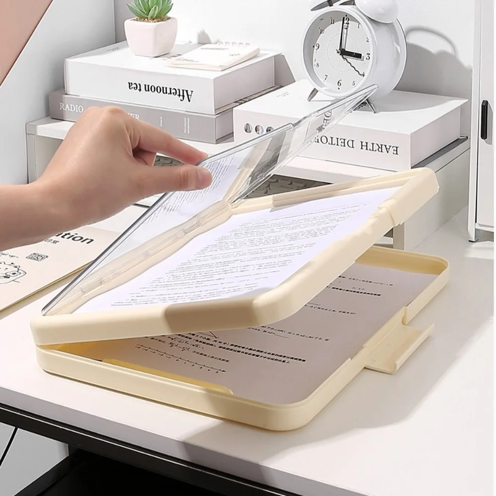 Durable Multi Functional A4 Folder File Organizer Large Capacity Clamp Storage Box Simple Korean Writing Pad School Supplies