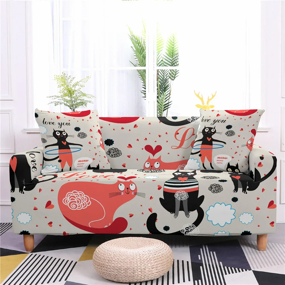 

Cute Cartoons Cat Sofa Covers for Living Room Home Sofa Couch Cover Stretchable Big Sofas Protective Slipcover Cushion Cover