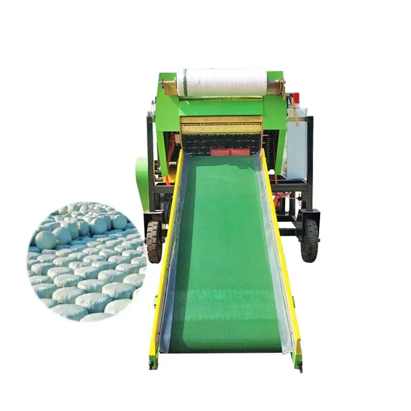70Cm Round Hay Bale Packer Straw Grass Fodder Baling Wrapping Machine Corn Silage Baler