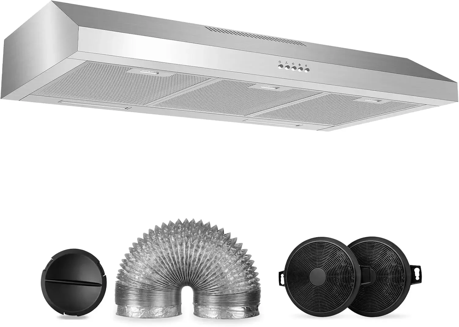 600 CFM Range Hood 36 Inch, Under Cabinet Range Hood for Duct/Ductless Convertible, Stainless Steel Kitchen Stove Vent Hood