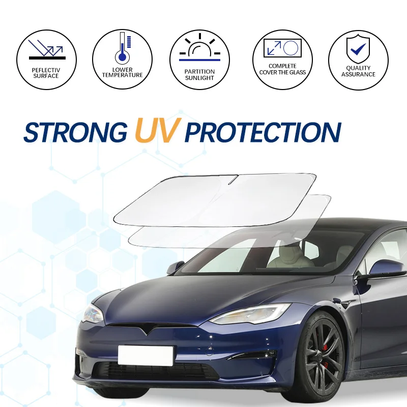 For Tesla Model S Model3 ModelX ModelY Windshield Sun Shade Sunshade Sun Visor Protector Foldable Blocks UV Rays Keep Car Cooler