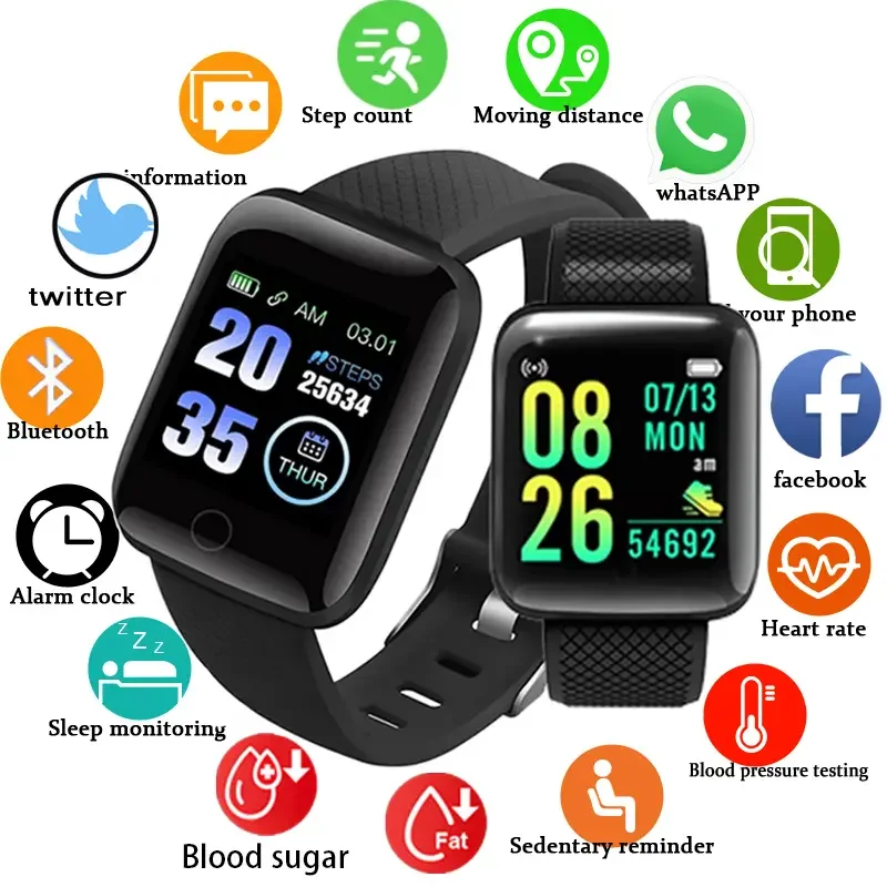 2025 Smartwatch Men Women: IP67 Waterproof Full Touch Screen Fitness Band w/ Bluetooth Sport Tracking Android & iOS Support