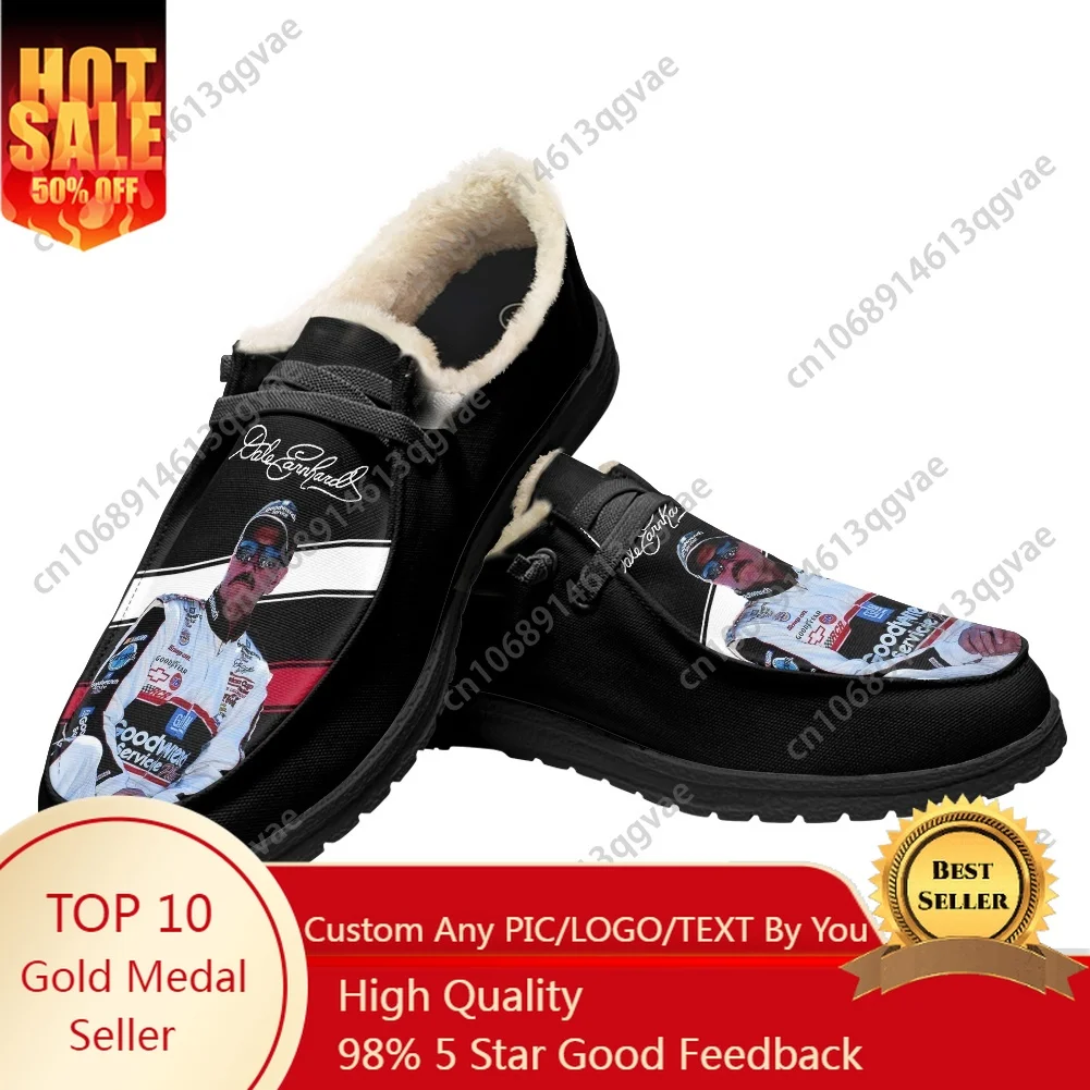 

Dale Number 3 Earnhardt Furry Casual Shoes Plush Flat Shoe Men Woman Breathable Outdoor Lightweight Footwear Custom Shoe
