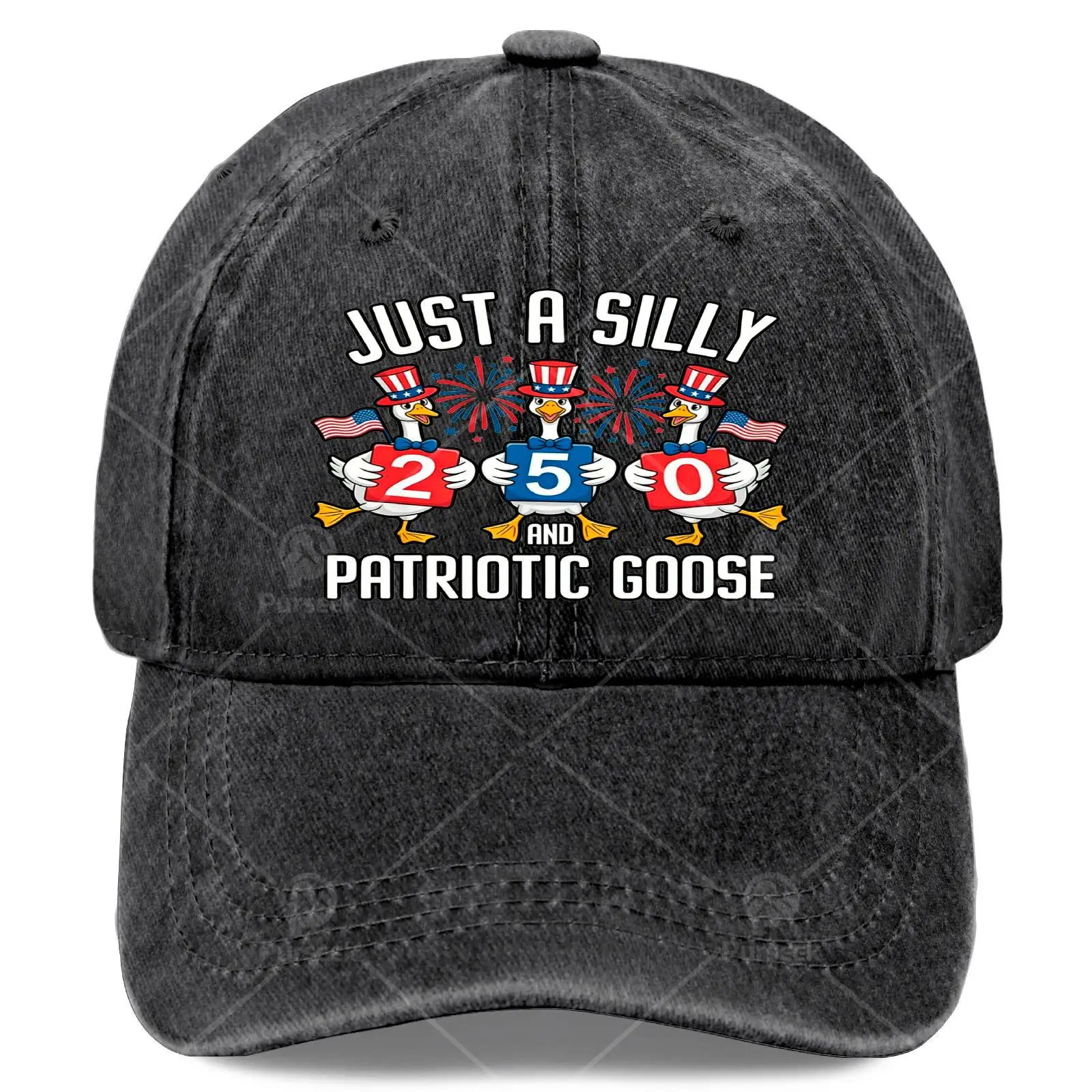 Funny Just a Silly Patriotic Goose 4th of July US Baseball Hat Unisex Classic