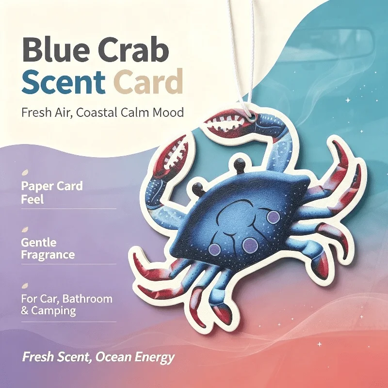 Car Air Freshener Blue Crab Ocean Theme Hanging Scent Card for Car Rearview Mirror Decor Ornament Gift