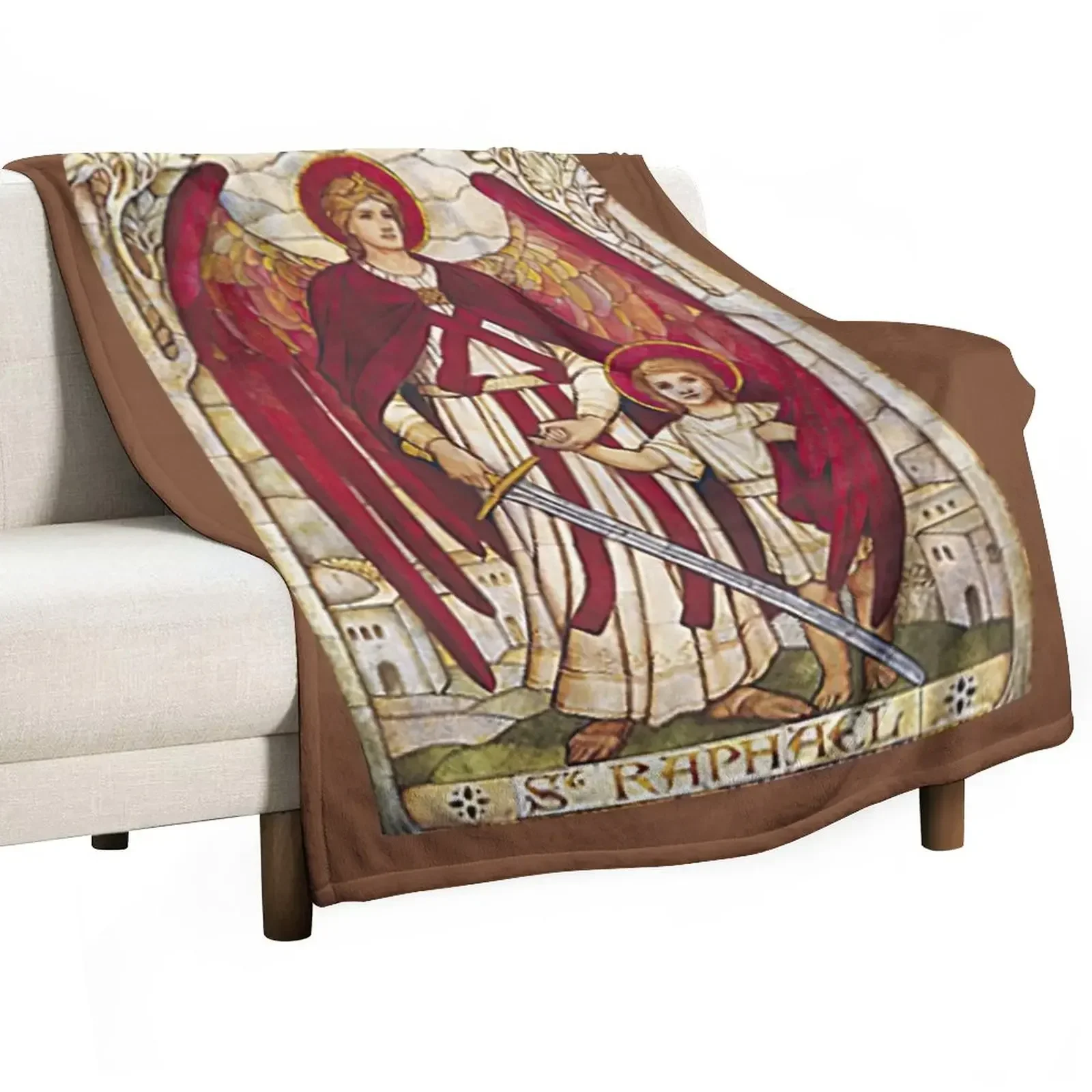 St Raphael Rafael Angel Catholic Saint Archangel Throw Blanket Moving Soft Plush Plaid Blankets