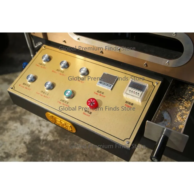 1kg Dual-Powered Coffee Roaster Electric/Gas Hot Air 304 Stainless Steel for Home Shop