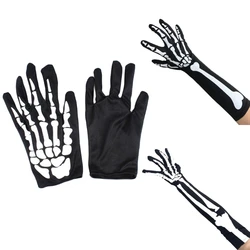 Halloween Gloves Skeleton Bone Print Mittens Full Finger Gloves for Party