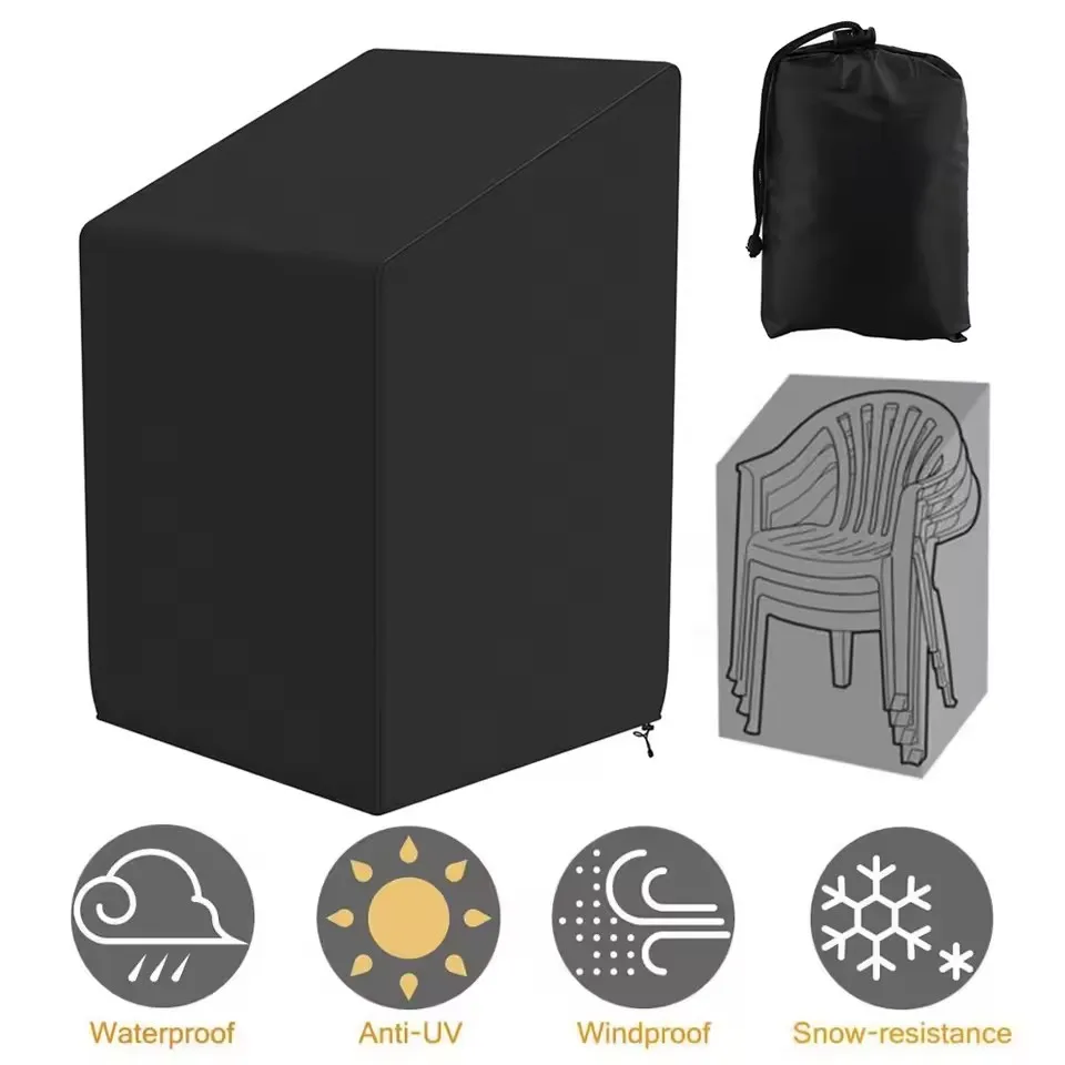 1 قطعة كرسي مكدسة غطاء غبار حقيبة التخزين في الهواء الطلق حديقة الأثاث حامي عالية الجودة مقاوم للماء الغبار كرسي المنظم #2