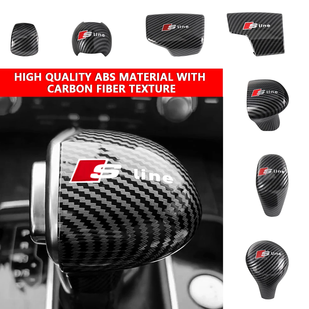 Car Emblem Gear Shift Knob Manual Gear Stick Head Shift Cover Sticker Valve Cap For Audi A3 2014-2018 A6L 2016-2018 A7 2015-2018