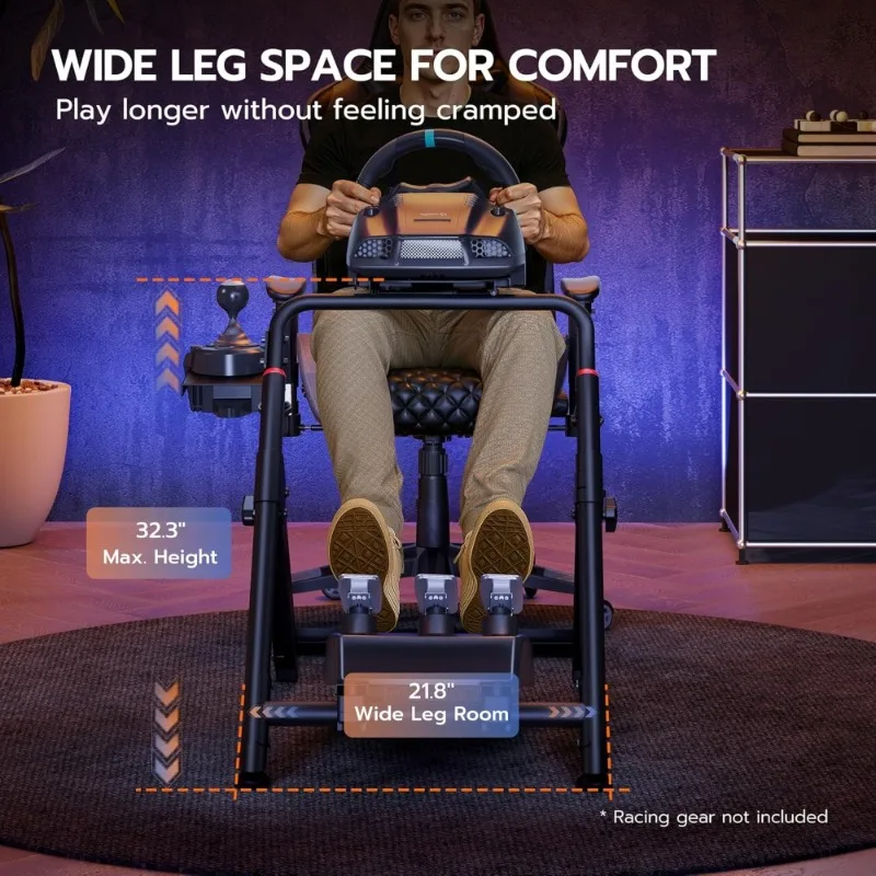 Stand Roda Balap Lipat dengan Slot Kursi untuk Kokpit Simulator Formula GT Kompatibel dengan PS5 PS4 Xbox PC Gaming