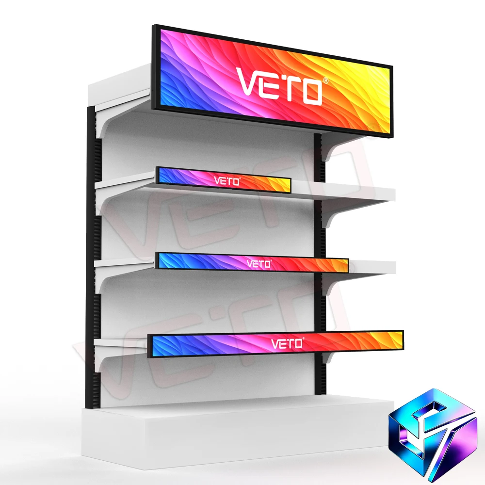 23.1 To 37.8 Inch Ultra Wide Stretch Bar LCD Display Supermarket Indoor Shelf Advertising Media Player Screen